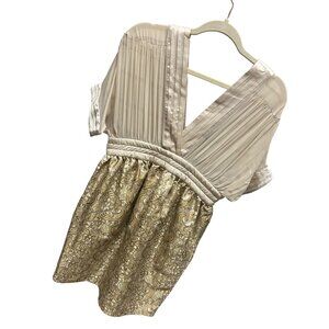 Marc Jacobs Gold Sheer Top and Brocade Skirt A-Line Special Occasion Cocktail Dr